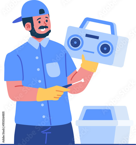 electronic technician character illustration