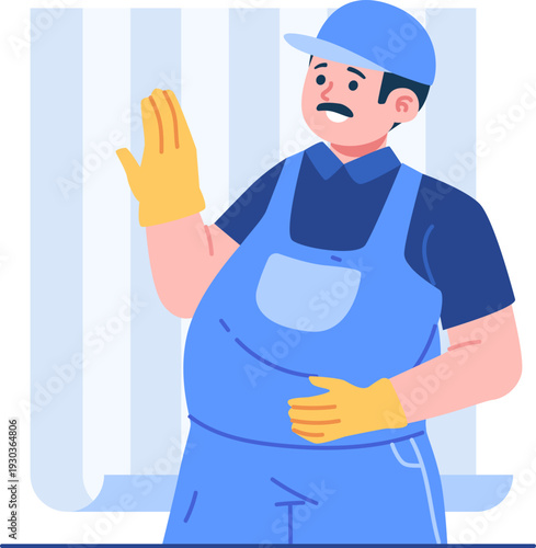 wall technician character illustration