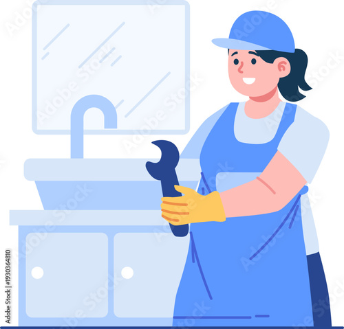 plumber technician character illustration