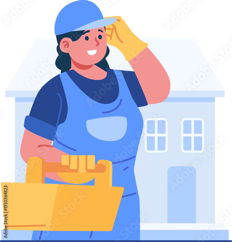woman technician character illustration