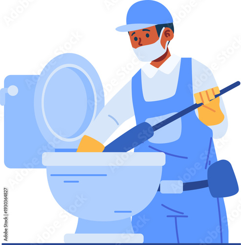 toilet technician character illustration