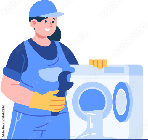 washing technician character illustration