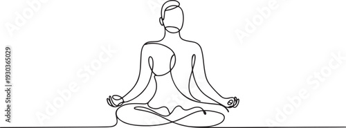 Yoga in one continuous line drawing. One line poster. Outline Yoga Lotus Pose.one line vector illustration with out Background