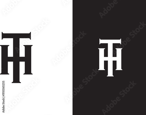 Stylish Bold Initial Vector illustration of TH letter with Unique Symbol Monogram Icon logo