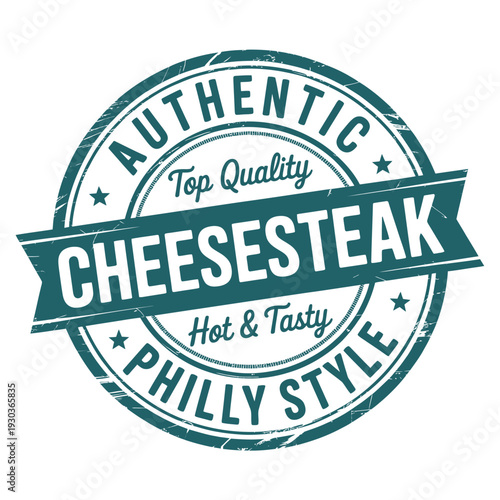 Authentic philly style cheesesteak logo top quality hot tasty