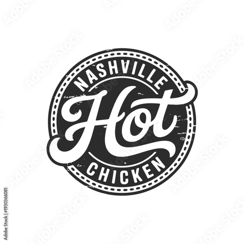 Nashville hot chicken logo with white text on black background