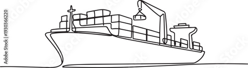 Continuous one line drawing Cargo Concept.one line vector illustration with out Background