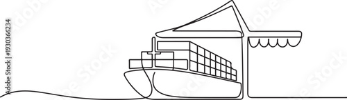 Continuous one line drawing Cargo Concept.one line vector illustration with out Background