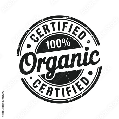 Certified 100 percent organic stamp or badge