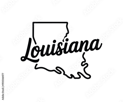 Foto Louisiana state outline with louisiana text inside