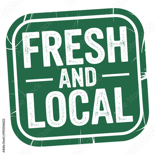 Fresh and local food market sign or sticker