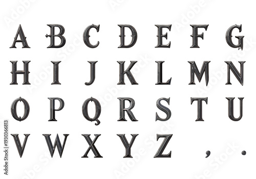 Metallic Gothic Alphabet Set | 3D Decorative Letters

