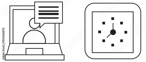 Smartphone and computer with notification and clock