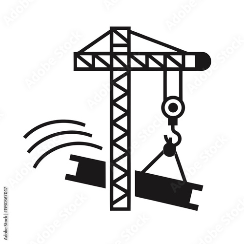 A crane is lifting a block