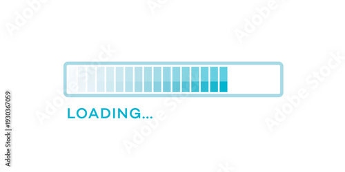 Vector illustration of a loading progress bar with blue gradient. Modern flat design UI element for website, software, or app showing upload or download status.