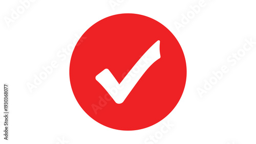 Red checkmark icon on white background