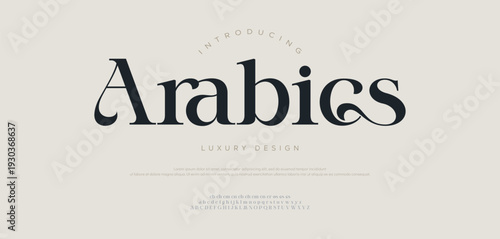 Arabics Elegant luxury alphabet font logo. Typography modern classic lettering serif italic fonts decorative wedding vintage retro logos. vector illustration