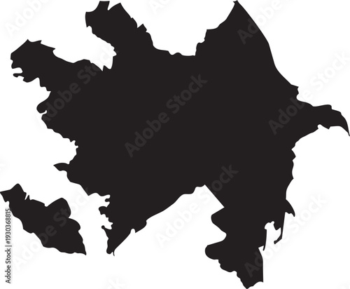 Black silhouette map of Azerbaijan a simple vector graphic representing the countrys borders for informational or travel purposes isolated on a white background