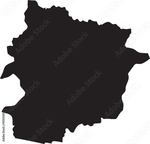 Black silhouette map of Andorra a European country outline for travel and geography concepts isolated on white background