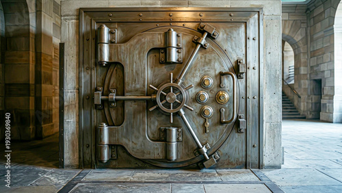 A large safe embedded in the building's concrete