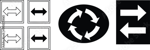 Traffic flow direction signs and circular arrow indicators