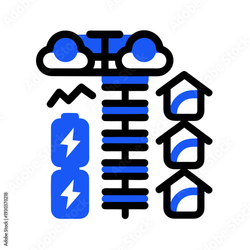 Icon representing renewable energy sources and homes