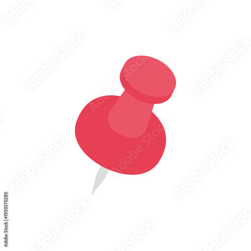 赤いプッシュピンのシンプルなイラスト