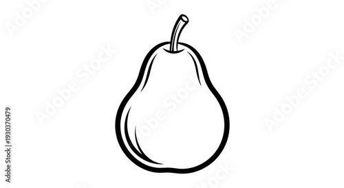 Black and white illustration of a pear on a white background vector style