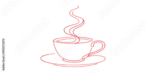 Vector illustration icon of a hot cup of coffee or tea beverage with steam in a cafe for a morning drink design