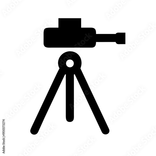 Flat solid black surveyor transit silhouette