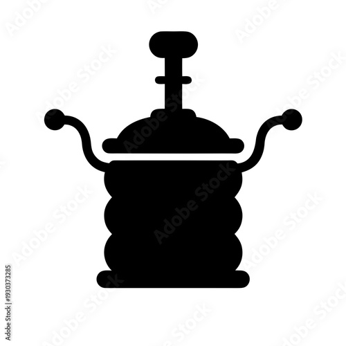 Flat solid black butter churn silhouette
