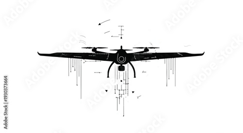 Futuristic drone with intricate technical details against a stark white background