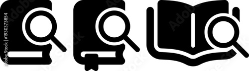 本と虫眼鏡のアイコン（Book and magnifying glass icon）
