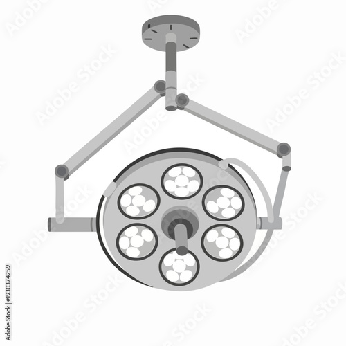 Overhead operating room light in a vector illustration surgical lighting equipment for hospital medical procedures