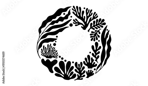 Abstract Matisse Style Seaweed and Coral Silhouette Vector Marine Organic Shapes Collection