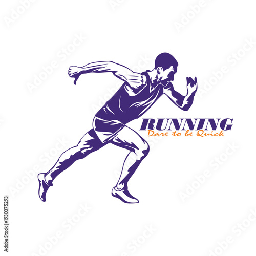 Silhouette Man Running Template Illustration. Man Running logo design vector