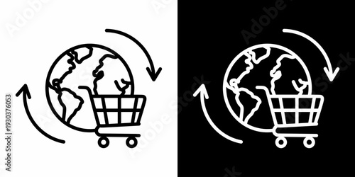 Global E-Commerce White Icon Set Design