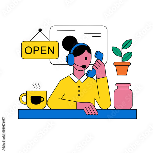 Customer service representative working at a desk