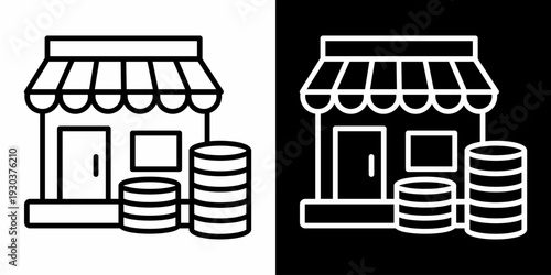 Marketplace White Icon Set Design