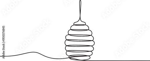Continuous one line drawing of honeycomb. One line drawing illustration of hanging bee hive.one line vector icon with out background