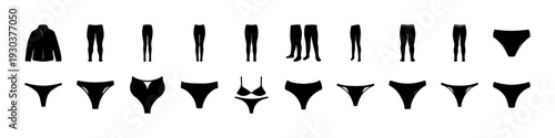 Foto Modern flat icons showing different arrow shapes and styles - Collection of clean, minimalist arrow icons in various shapes and orientations for design projects and user interfaces