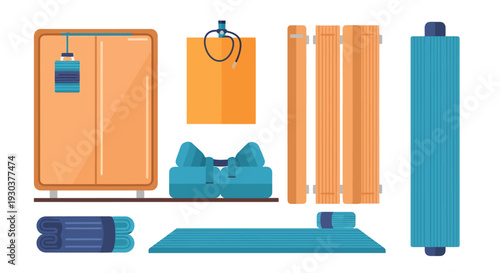 Gym Equipment Set: Vector Illustration of Fitness Items