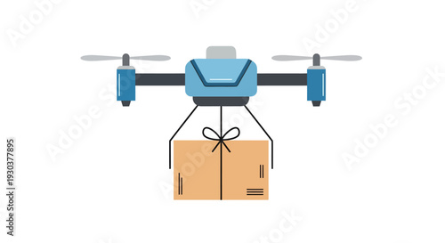 Drone Delivering Package with Propellers and Box
