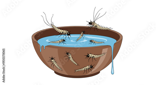 Bowl of stagnant water becomes a breeding ground for mosquito larvae, highlighting potential health risks in urban environments.
