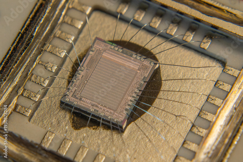Close up of electronic silicon chip 