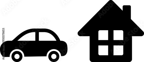 家と車のアイコン。（House and car icons.）
