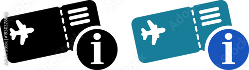 航空券のインフォメーションアイコン｜フライト情報・旅行案内のシンプルなピクトグラム（Flight Ticket Information Icon – Travel Guide and Airline Info Symbol）
