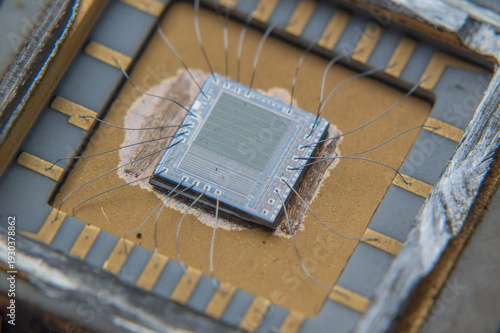 Close up of electronic silicon chip 
