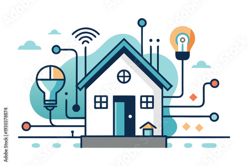 House Silhouette With Light Bulb Smart Idea Icon