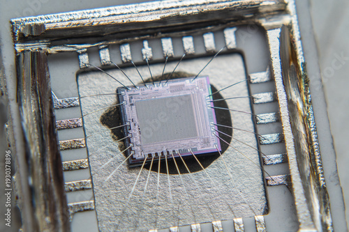Close up of electronic silicon chip 